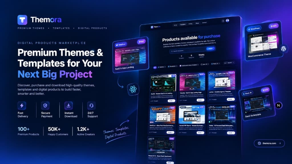 Themora — Premium Template & Digital Asset Marketplace project preview